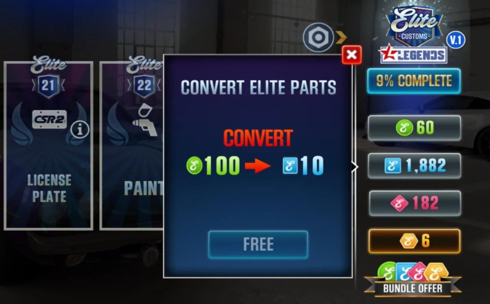 csr2 convert elite parts