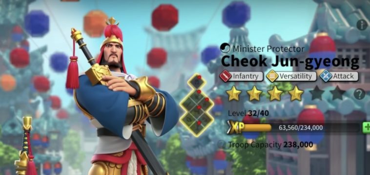 rise of kingdoms cheok jun gyeong best talent build and skill order