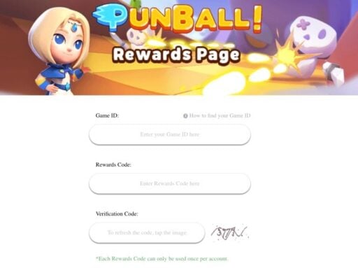 punball codes redeem page