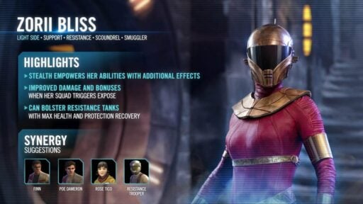 swgoh best zorii bliss build