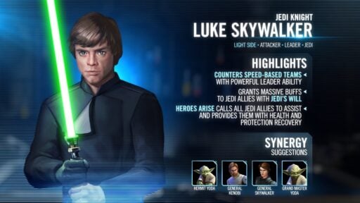 swgoh jedi knight luke skywalker best build