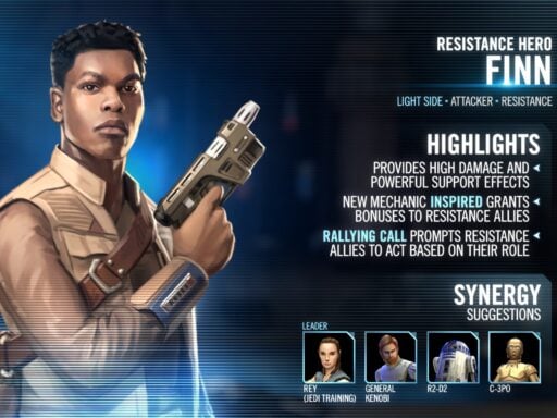 swgoh resistance hero finn best build