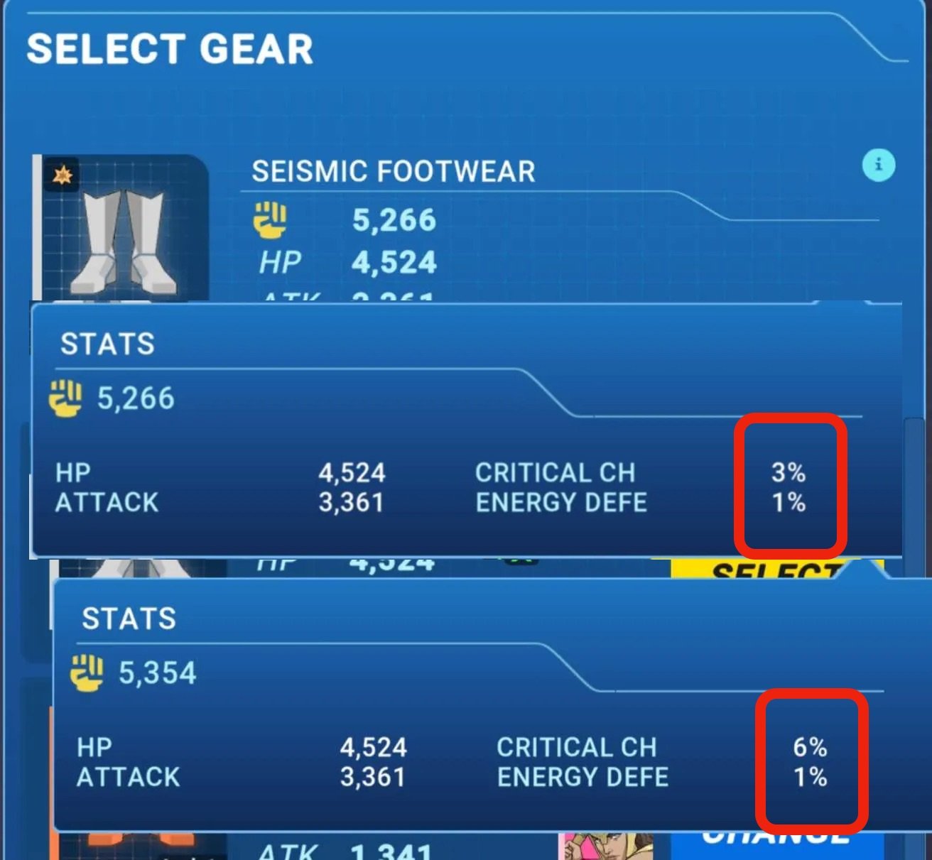 invincible gtg gear sub stats