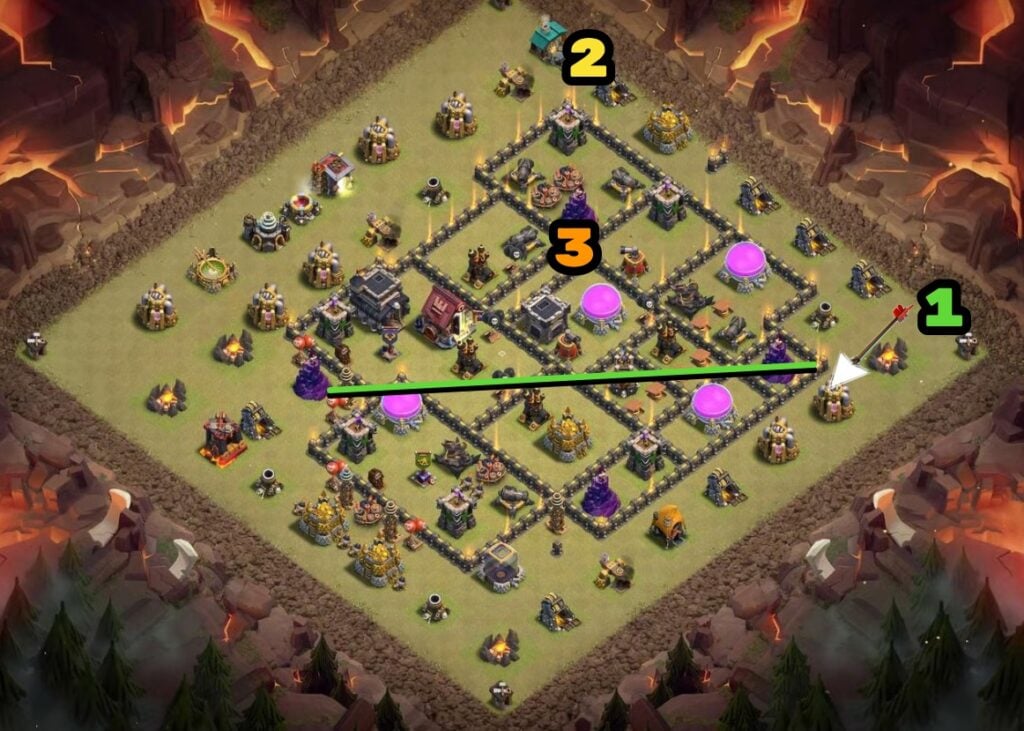 town hall 9 mass witches vs th9 attacking strategy sample base