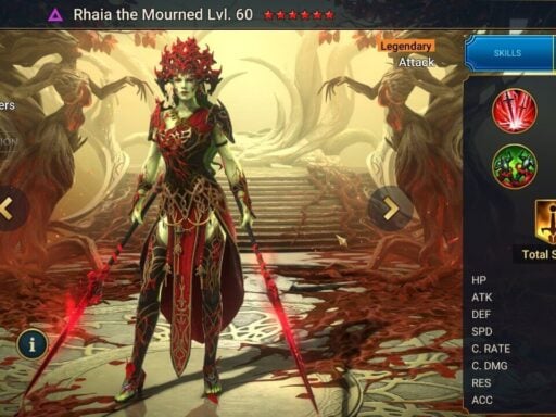 raid shadow legends best rhaia the mourned build