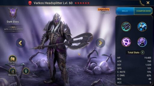raid shadow legends best varkos headsplitter build