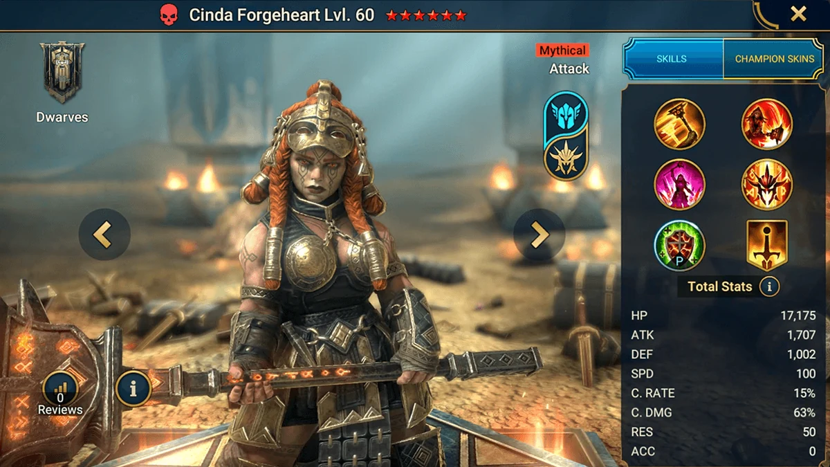 raid shadow legends best cinda forgeheart build