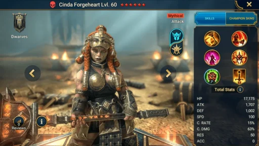raid shadow legends best cinda forgeheart build