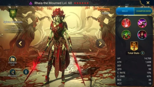 raid shadow legends best rhaia the mourned build