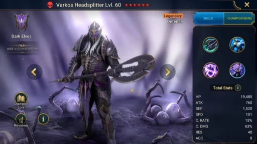 raid shadow legends best varkos headsplitter build