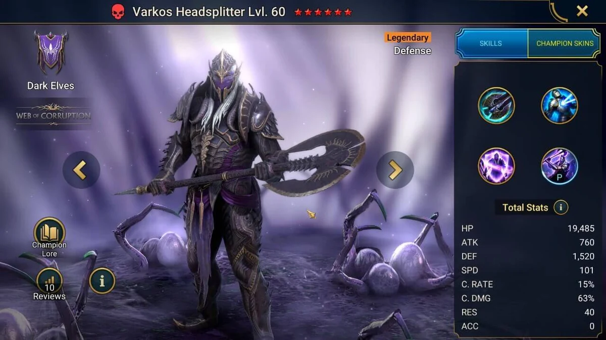raid shadow legends best varkos headsplitter build