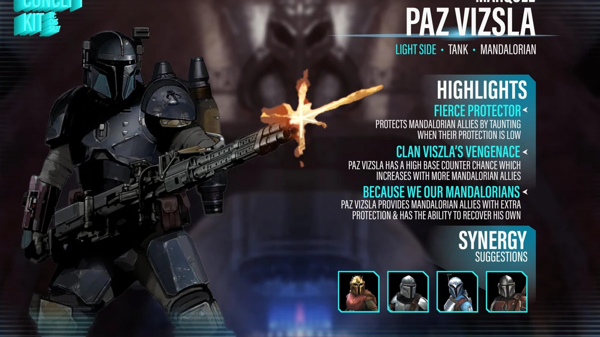 swgoh best paz vizsla mod build
