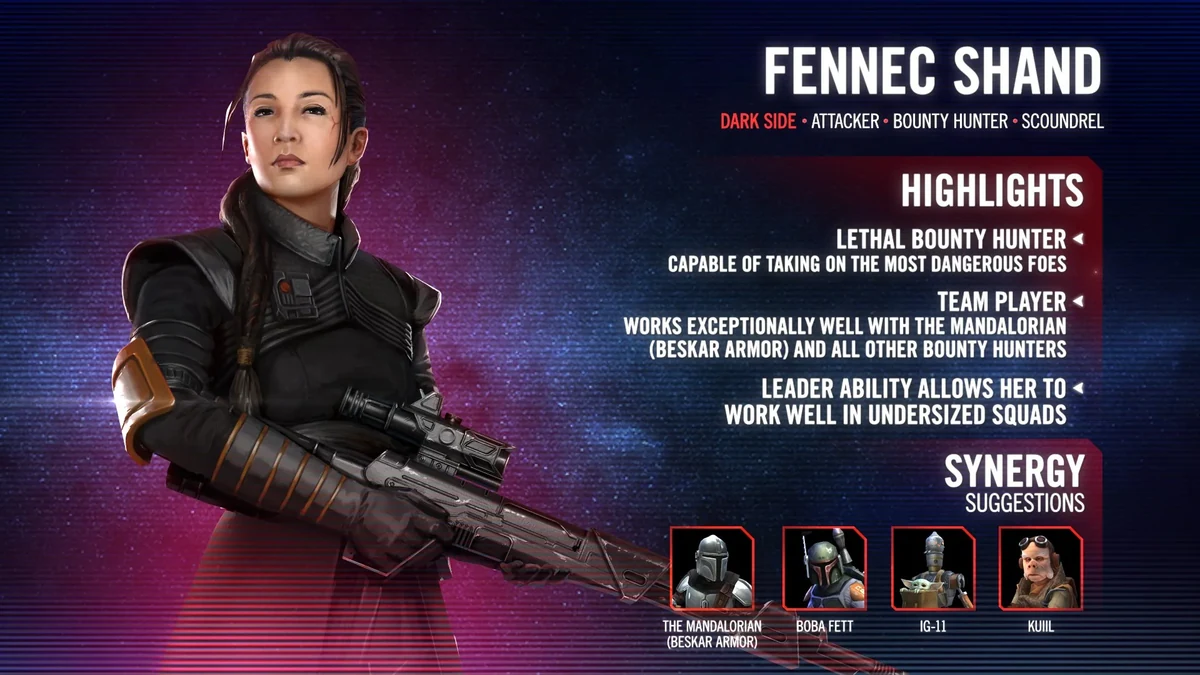 swgoh fennex shand best build