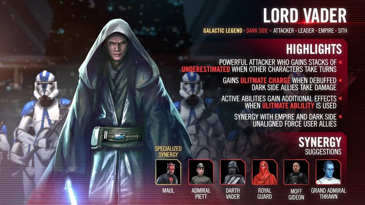 swgoh lord vader best build