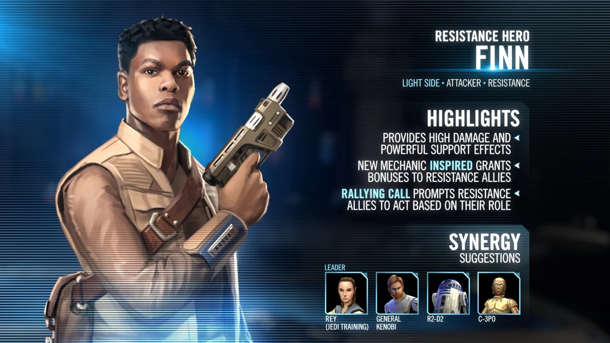 swgoh resistance hero finn best build