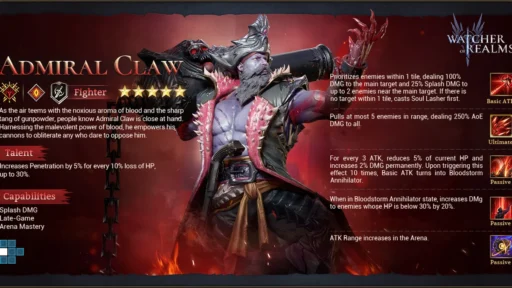 watcher of realms best admiral claw build