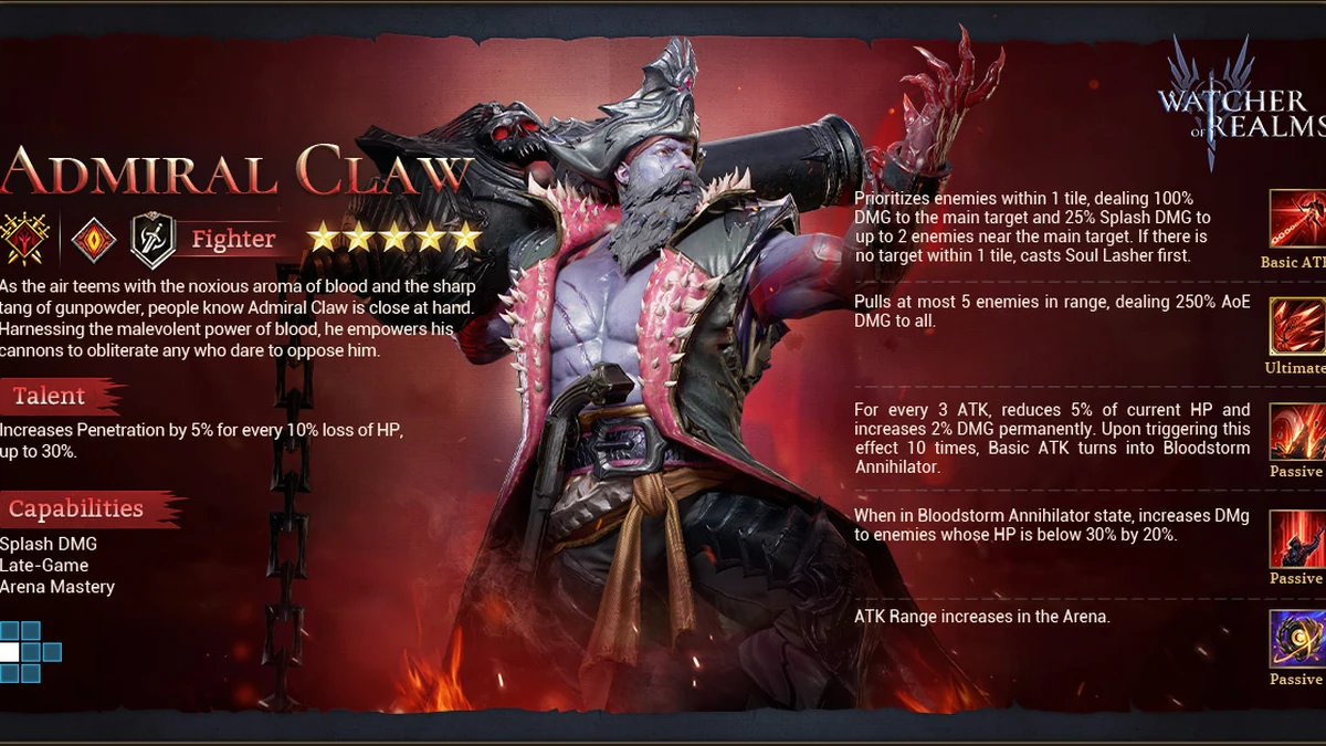 watcher of realms best admiral claw build