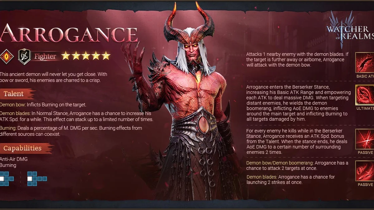 watcher of realms best arrogance build